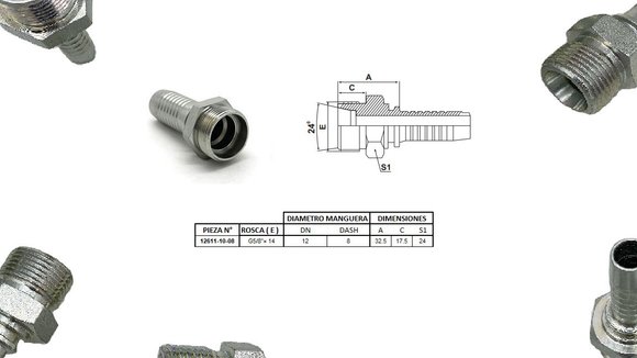 Imagen de MACHO RECTO 5/8'' BSP X 14F 08 MANG.1/2''